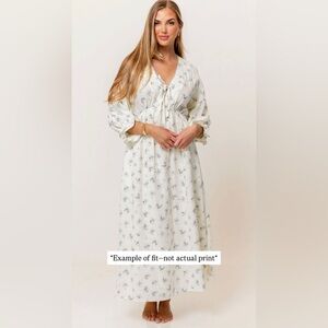 Floral Black and White Maxi Dress BUMP FRIENDLY